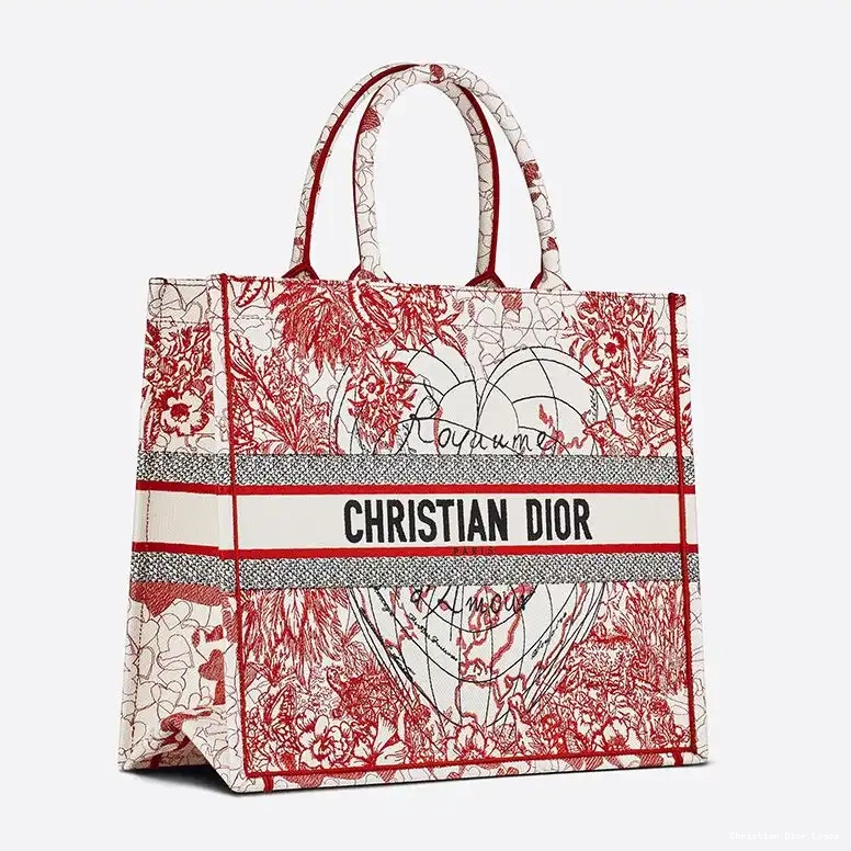 Cheap Motif D-Royaume d'Amour Red White Dior Dioramour Canvas Book Tote 0405 Luxury